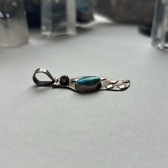 Turquoise and Mystic Topaz set in sterling sliver - Picture 4 of 6